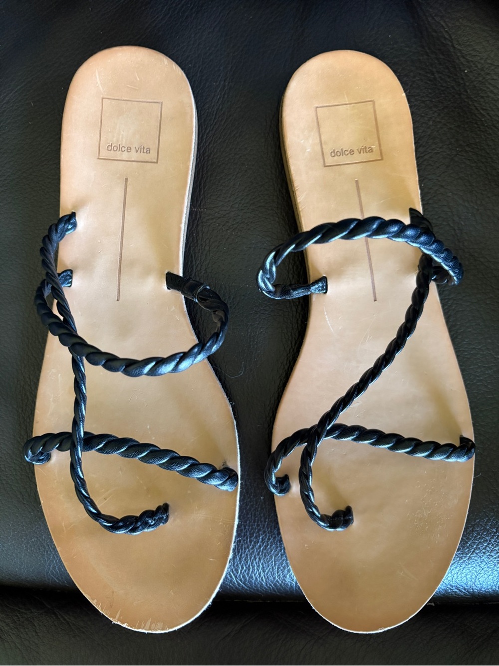 Dolce Vita ‘Dexla’ Black Braided Rope Strappy Flat Sandals.
Very Stylish.